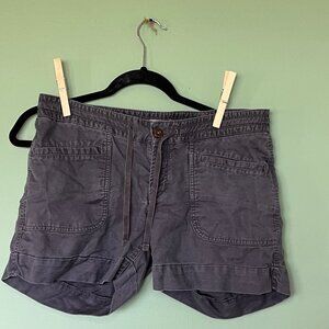 The North Face Grey Linen Patch Pocket Drawstring Linen Shorts Size 8